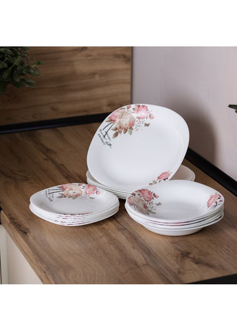 Столовий сервіз фарфоровий на 6 персон 18 білих тарілок для сервірування столу посуд для вечері ProDobro (364189285)