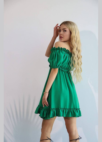 Зеленое повседневный женское платье амереканский креп No Brand