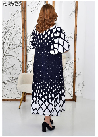 Синя повсякденний довга літня сукня вільного крою великого розміру SK