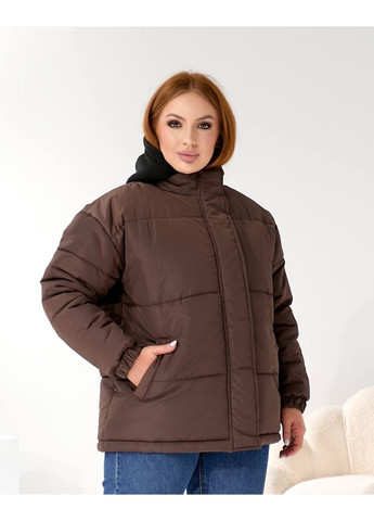 Коричнева зимня куртка жіноча зимова з імітацією толстовки Nositi 4091-15Ns