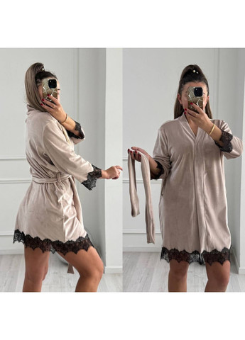 Халат 7006 велюр з мереживом та поясом Україна (369589108)