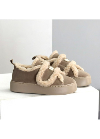 No Brand Зимние лоферы бежевый з натуральная замша, — зима (368375858)