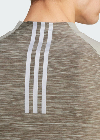 Зелена лонгслів gym+ training 3-stripes 1/4-zip long sleeve adidas