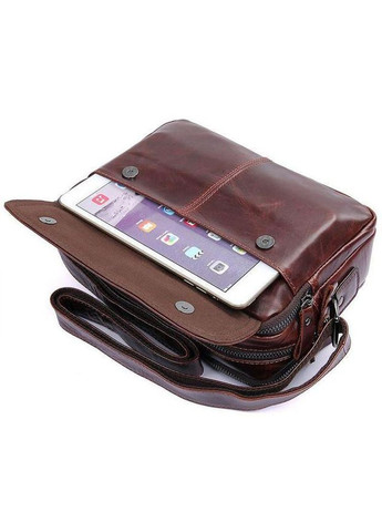 Сумка планшет через плечо мужская из натуральной кожи маленькая для документов и для телефона Коричневый 35768 John McDee (337466304)