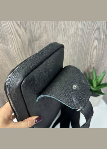 Шкіряна чоловіча сумка-слінг месенджер на груди чорна барсетка з натуральної шкіри (sku_1668) No Brand (346078265)