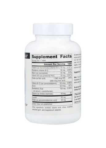 Комплекс вітамінів B, 50 мг, B-50 Complex,, 100 таблеток Source Naturals (333721603)