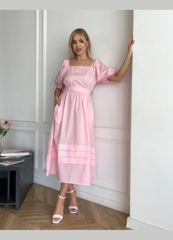 Розовое розовое платье из хлопка 111675 розовый No Brand