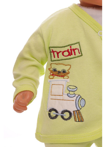 Зелений трикотажний комплект для новонародженого в коробці train салатовий 62 см (37638) BABYKROHA