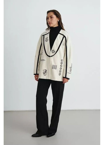 Белое Пальто-кардиган с вышивкой MKRM4303 Rica Mare