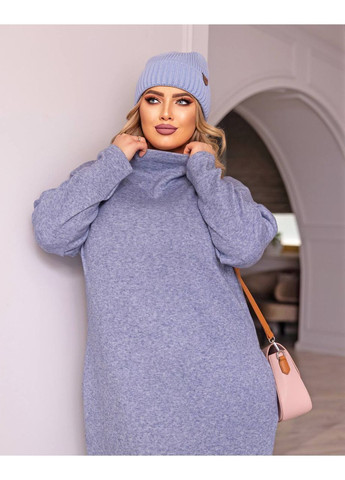 Блакитна жіноча сукня вільного крою з кишенями ангора No Brand