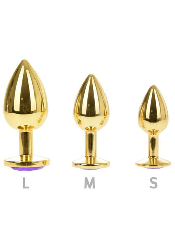 Большая золотая анальная пробка с фиолетовым кристаллом L от Passion Labs AAA (316630923)