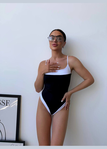 Черный летний женский купальник слитный Україна