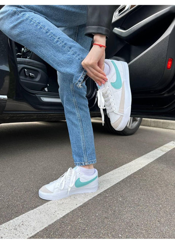 Білі Осінні кросівки чоловічі nike blazer low platform white mint найк блейзер No Brand