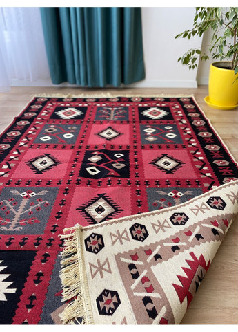 Хлопковый двусторонний ковер Shana Karde120Х180 см.Беж и красный No Brand (366293892)