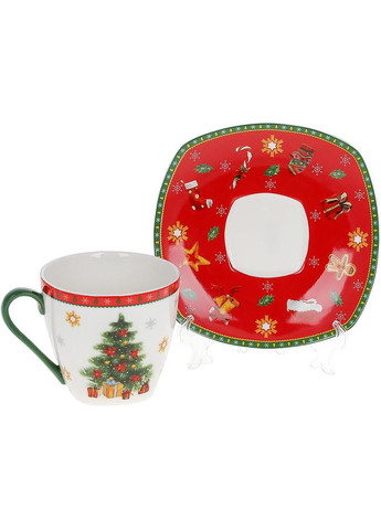 Чашка с блюдцем С Рождеством фарфоровая 220мл новогодняя посуда для праздника подарок на Новый Год Bona (368987102)