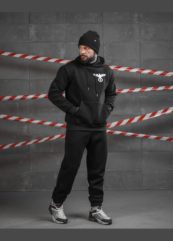 Чоловічий зимовий спортивний костюм на флісі з чорним принтом Орла No Brand (313236748)