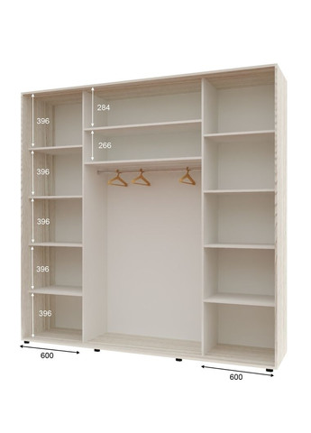 Шкаф-купе трехдверный Комфорт Мебель 230*60*210 см Дуб Беленый 3 двери ДСП Макси Комфорт Меблі (360438531)