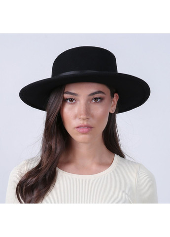 Капелюх канотьє жіночий зі стрічкою і фігурним верхом фетр чорний ФОНГ-2 LuckyLOOK 919-938 (361154841)