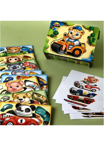 Детская развивающая игра с карточками "Веселые водители" (Деревянная рамка-вкладка) ПСФ080 Ubumblebees (289458389)