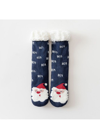 Тёмно-синие носки новогодние с санта клаусом темно-синие 35-40 (365815748)