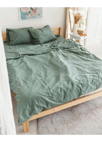 Постельное белье семейное Home Вареный хлопок 21042 160х215х2 см холодный зеленый DUSHKA (327791589)