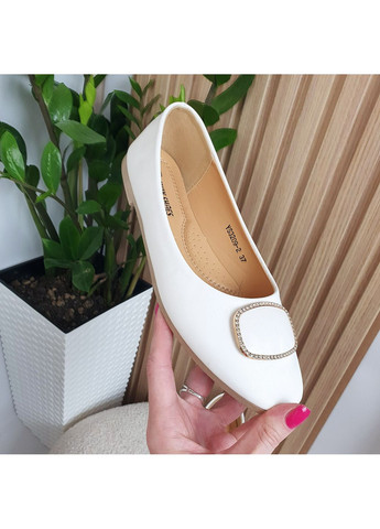 Жіночі 🤍гарні білосніжні балеточки 🎀 Obuvok | білі брошка штучна шкіра (361677345)