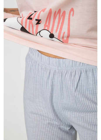 Персиковая всесезон пижама женская с принтом Sport Line