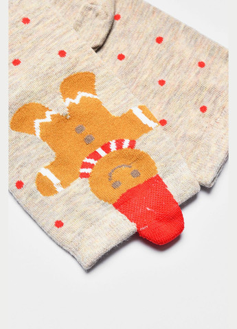 Бежевые носки женские с новогодним принтом бежевого цвета Let's Shop однотонные (307791399)