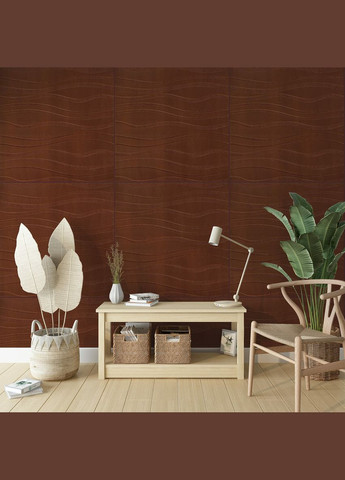 Самоклеюча декоративна настінно-стельова 3D панель коричневі хвилі 600*600*5мм SW-00001882 Sticker Wall (316101070)