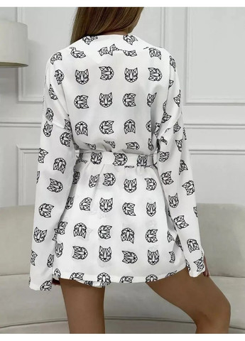 Белая всесезон женский домашний костюм пижамный 2в1: шортики+рубашка, элегантная одежда для сна и дома No Brand костюм піжамний 2в1