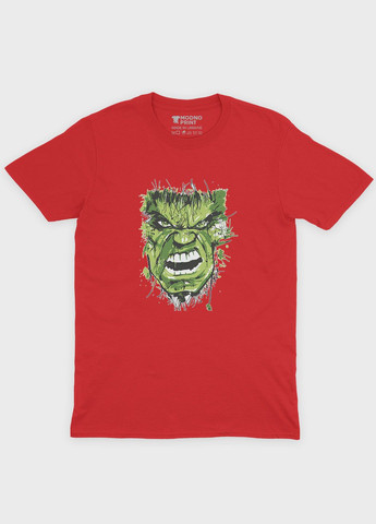 Красная демисезонная футболка для мальчика с принтом супергероя - халк (ts001-1-sre-006-018-012-b) Modno
