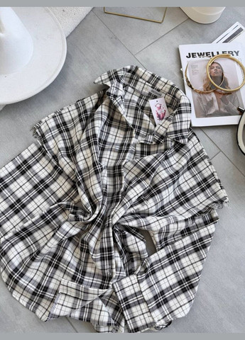 Красива сорочка в клітку, якісна та приємна до тіла, ідеально підходить для розмірів 42-46, стильна та зручна No Brand 1205-1 (324218884)