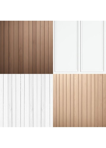 Виниловый фотофон 3D, стена тёмное дерево и белая панель, пол белая рейка и светлое дерево, 80×80 см, №58342 PhotoVinyl (354375108)