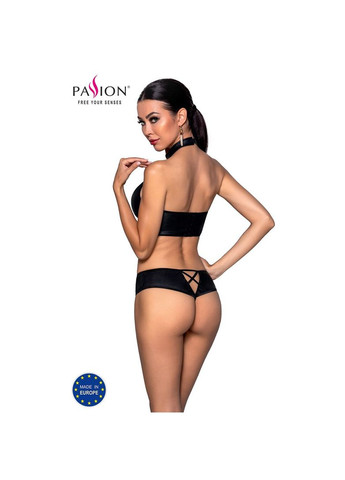 Чорний демісезонний комплект з еко-шкіри nancy bikini black - cherrylove Passion