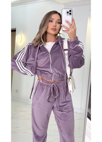 Велюровий костюм з лампасами (світшот + штани) No Brand (366391890)