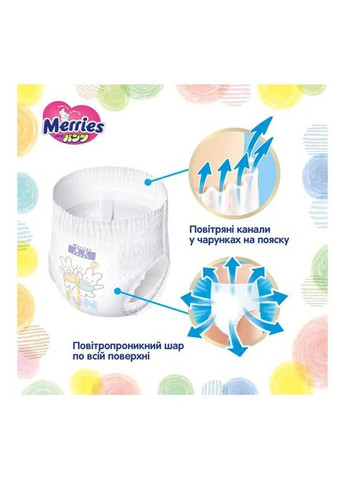 Підгузки Трусики Super Jumbo L (9-14 кг) 44 шт. (4901301425874) Merries Трусики Super Jumbo L (9-14 кг) 44 шт. (357436110)