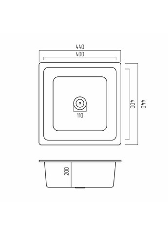 Гранитная мойка для кухни 4040 RUBA матовый серый Platinum (336938555)