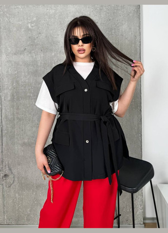 Женский костюм двойка жилетка и блуза цвет черный р.48/50 454106 New Trend (289720093)