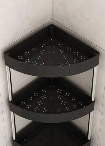 Угловая напольная полка этажерка стеллаж органайзер в ванную для хранения вещей на 4 яруса 88х34х25 см (476690-Prob) Черная Unbranded (288535825)