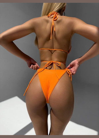 Оранжевый летний купальник женский на завязках раздельный Domino Купальник роздільний