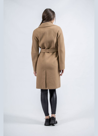 Бежеве демісезонне Жіноче вовняне пальто на запах з віскозною підкладкою для осені та весни Kent (кемел, ), 35232 No Brand
