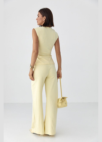 Трикотажный костюм с блузой и прямыми брюками - черный цвет Lurex (340917742)