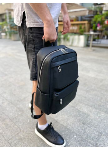 Чоловічий рюкзак для ноутбука та поїздок з натуральної шкіри 40х30х16, сумка наплічна, чорна Tiding Bag (332054084)