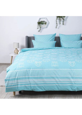 Євро комплект постільної білизни з наволочками 70*70 см, 115 гр/м2 гіпоалергенний OWL Бірюзовий (12500200215) ТЕП (362537604)