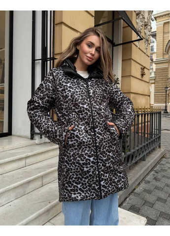 Чорна демісезонна жіноча куртка двостороння куртка-пальто FINO Mode