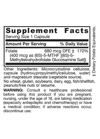 Methyl Folate 400 mcg 60 Veg Caps Jarrow Formulas (295262396)