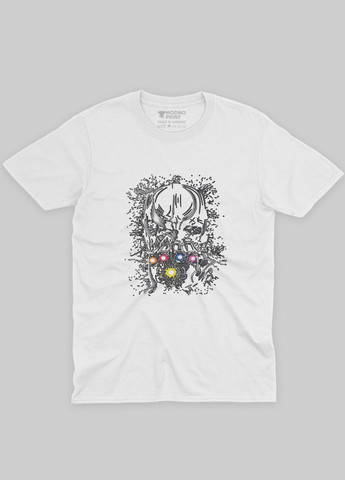 Белая демисезонная футболка для мальчика с принтом супезлоды - танос (ts001-1-whi-006-019-011-b) Modno