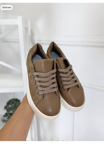 Стильные женские кеды из натуральной кожи цвет карамель. No Brand коричневые демисезоны (354820510)