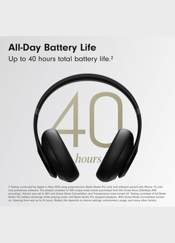 Безпровідні навушники з мікрофоном by Dr. Dre Studio Pro Black (MQTP3) BEATS (300077371)