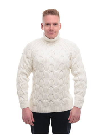 Молочный зимний свитер мужской зимний вязаный с горлом джемпер Pulltonic Пряма